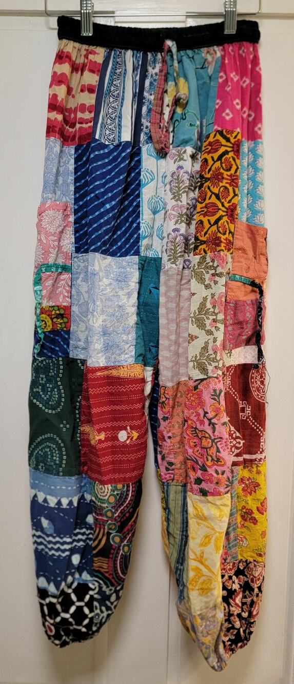 Ashley Taylor Patchwork Cotton Boho Harem Pants - One Size